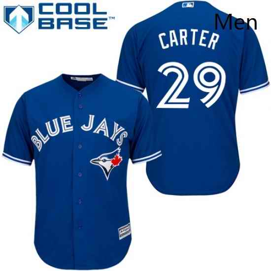 Mens Majestic Toronto Blue Jays 29 Joe Carter Replica Blue Alternate MLB Jersey